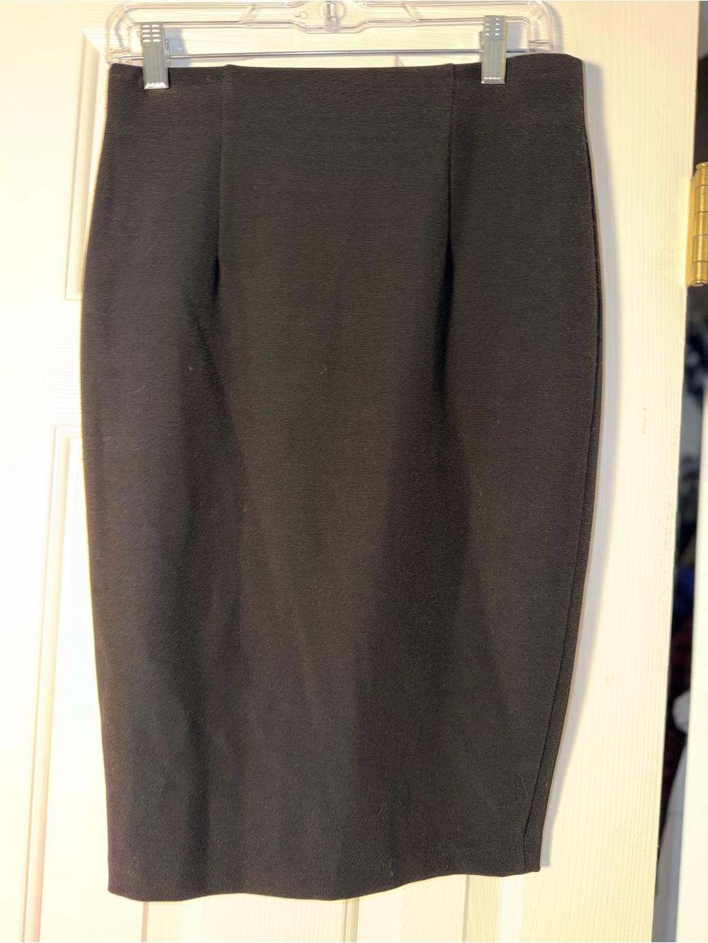 Zara Woman Black Pencil Skirt Exposed Gold Zipper High Waist Career Midi